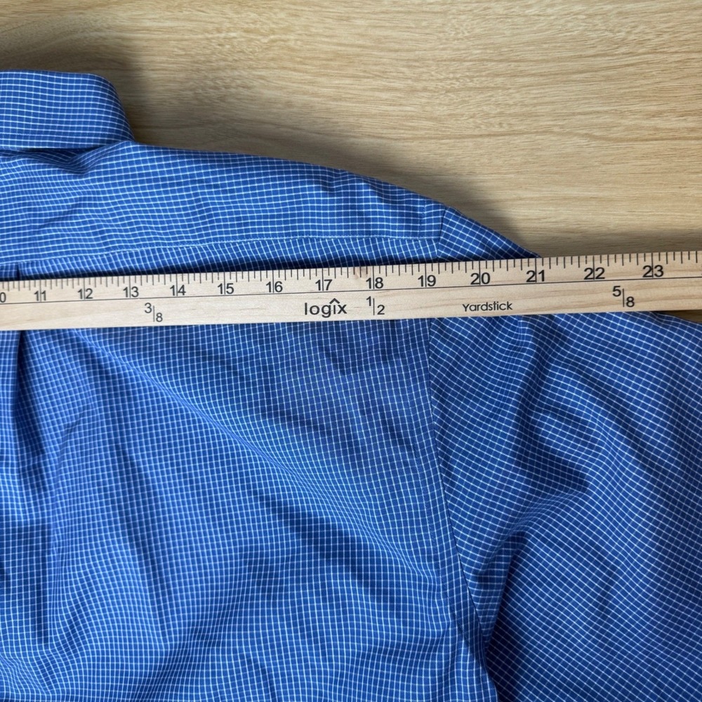 Jos. A. Bank Traveler Collection Button Down Shirt 16-33 Blue Micro Grid Office - Picture 7 of 9